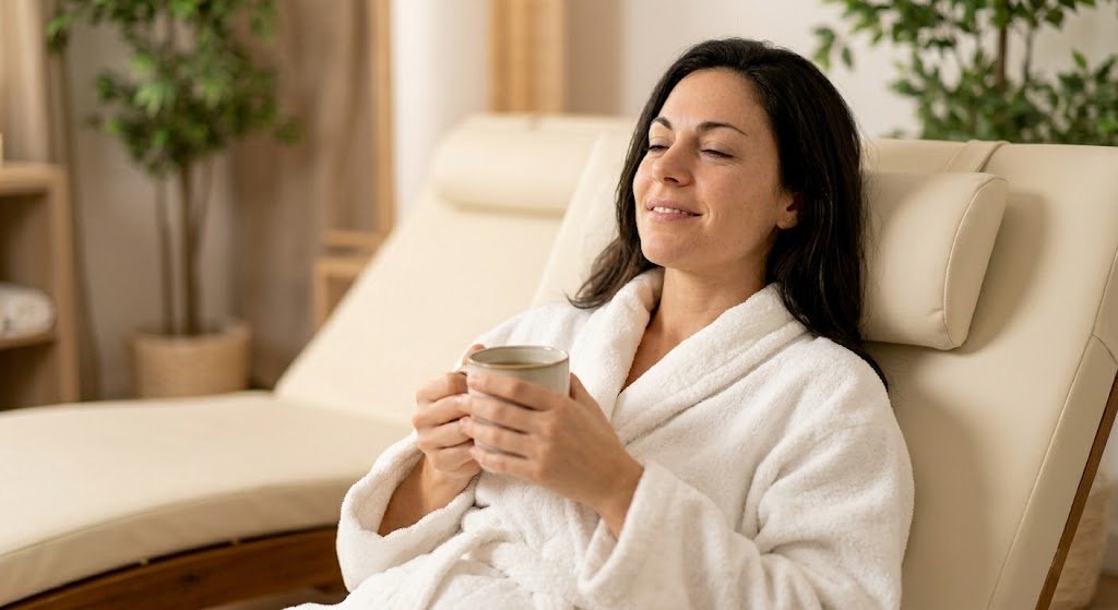 Client relaxing after Asian massage session in 90034 Los Angeles